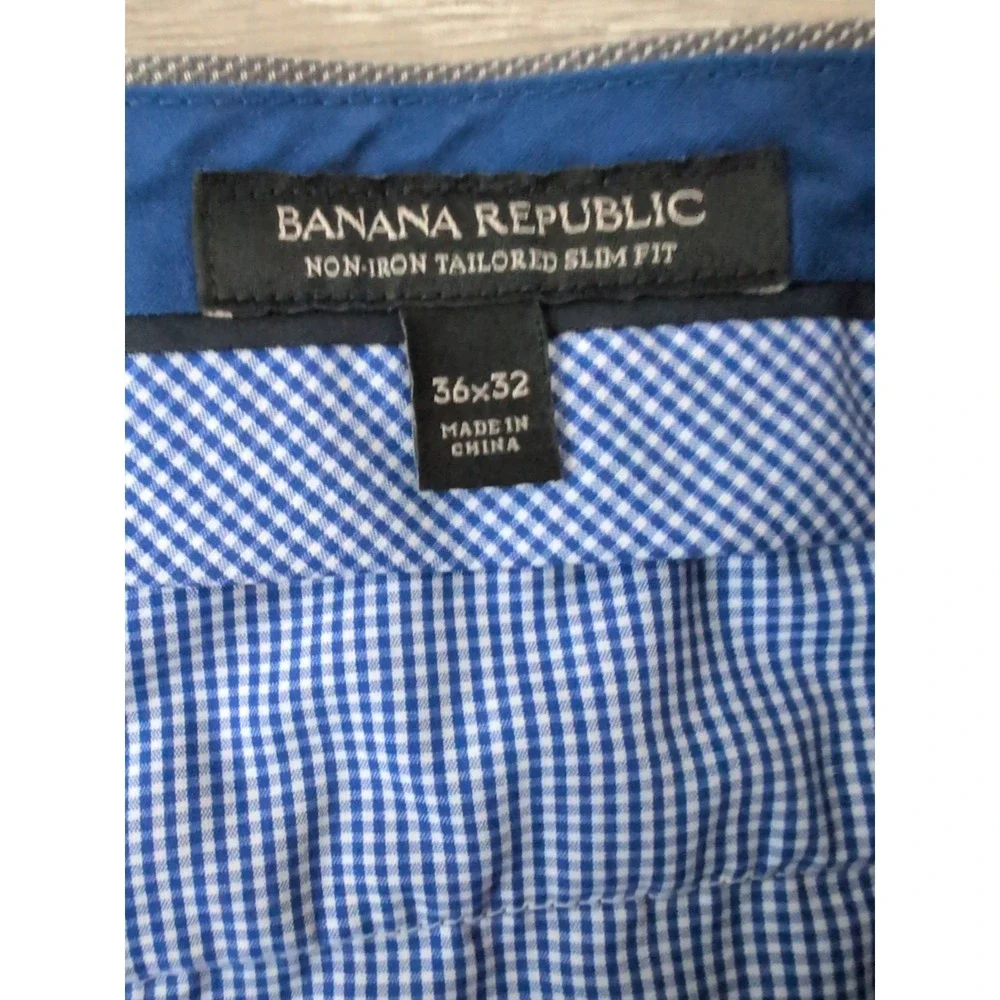 Banana Republic Tailored Slim Fit Non Iron Pants Mens 36x32 (29) Brown‎ Gray